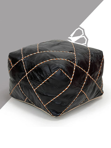 square leather poufs
