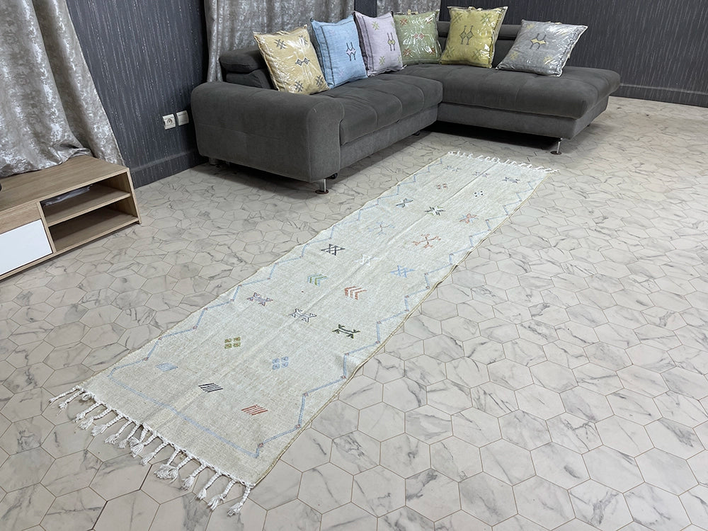 Subtle Mist - 2x9ft  Natural Cactus Silk Rug