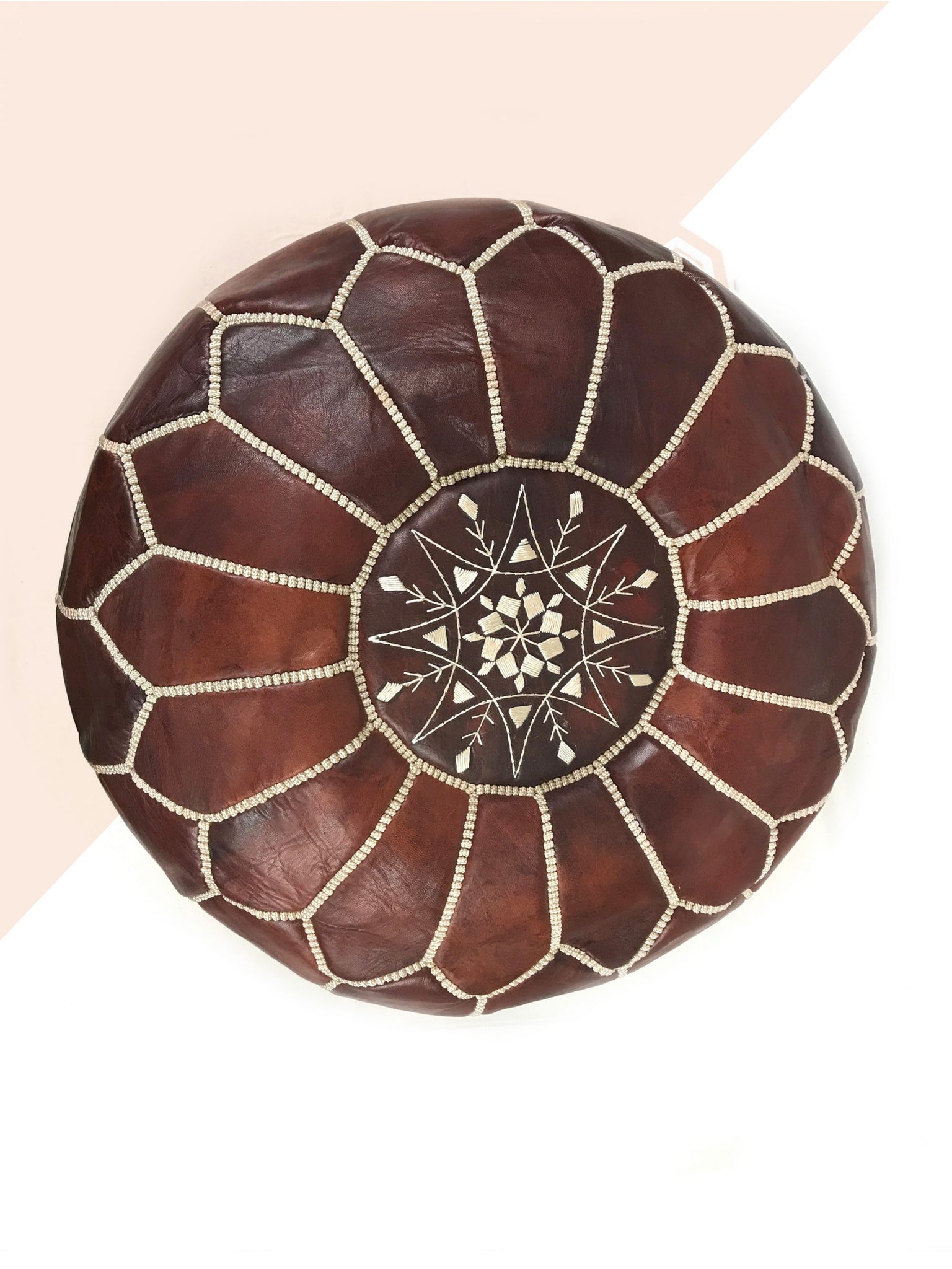 Brown Moroccan leather pouf