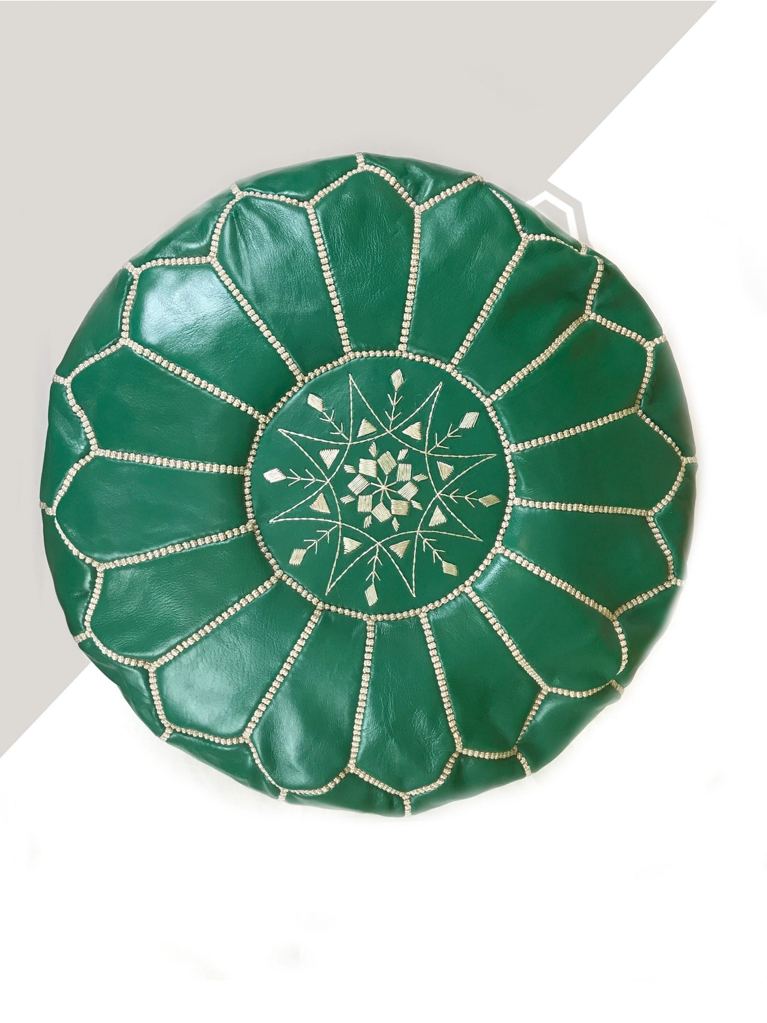 Pea Green Moroccan leather pouf