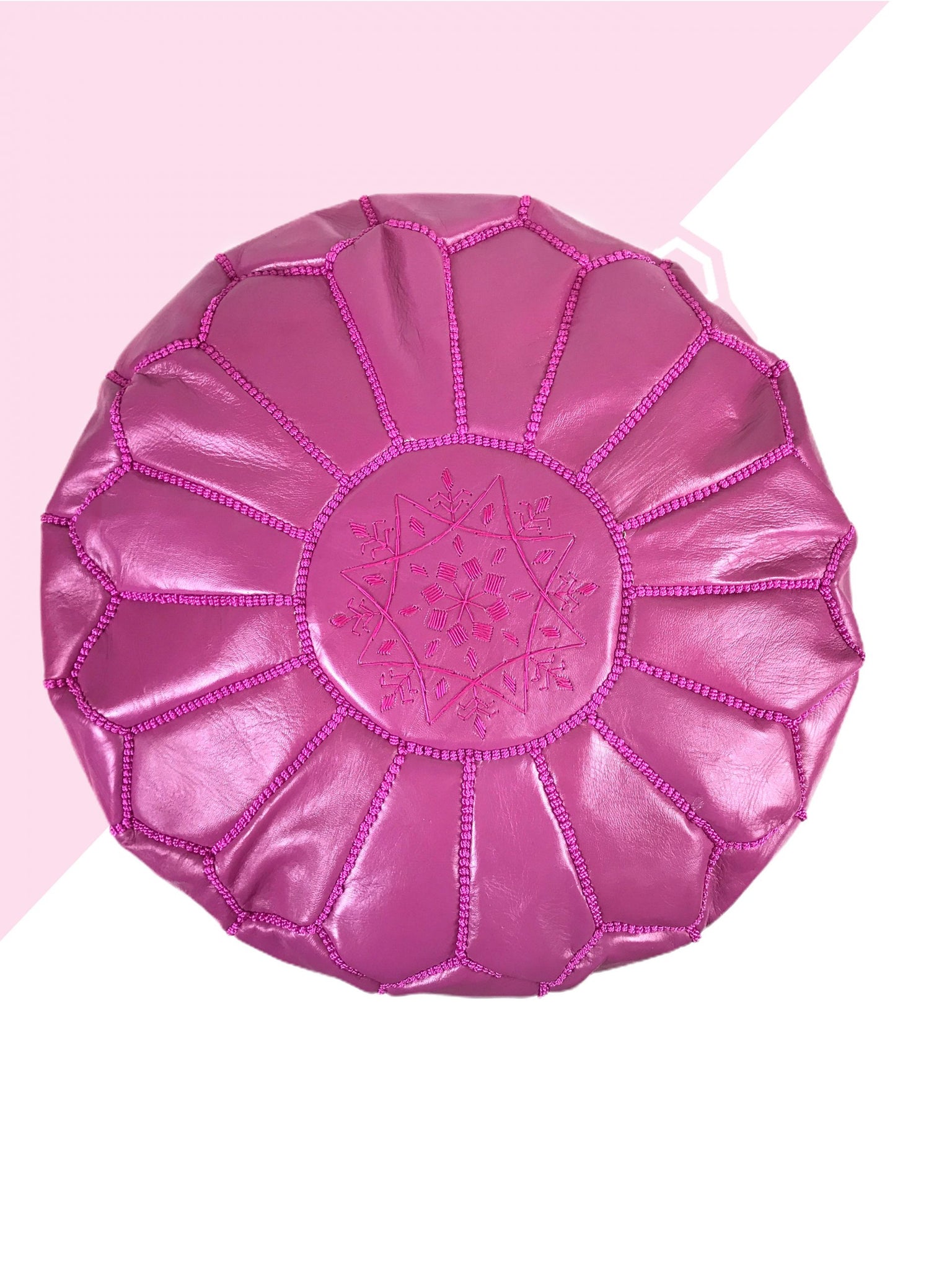 Pink Moroccan leather pouf