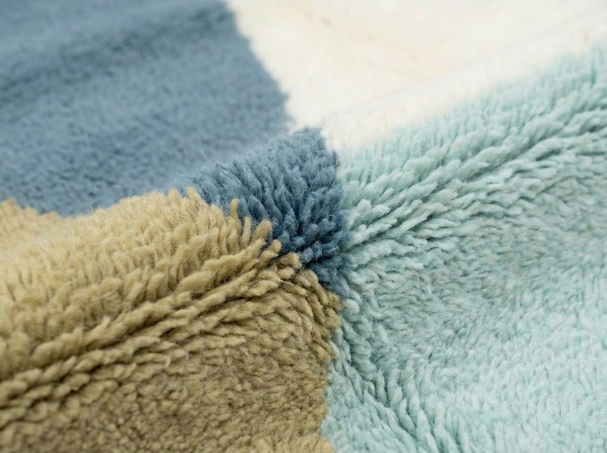 Custom Size Beni Ourain Rug - Handwoven Moroccan Wool Geometric Blue & Cream