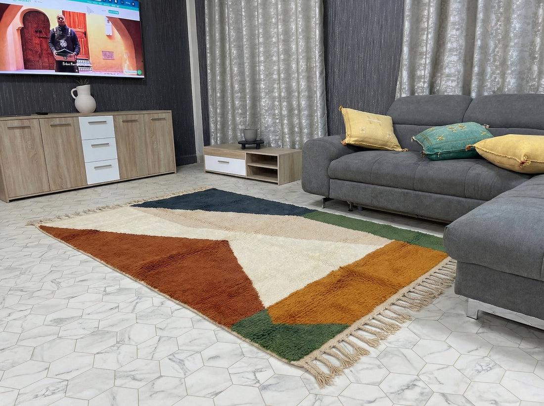 Custom Beni Ourain Rug - Made to Order Moroccan Wool Rug in Rust & Earth Tones