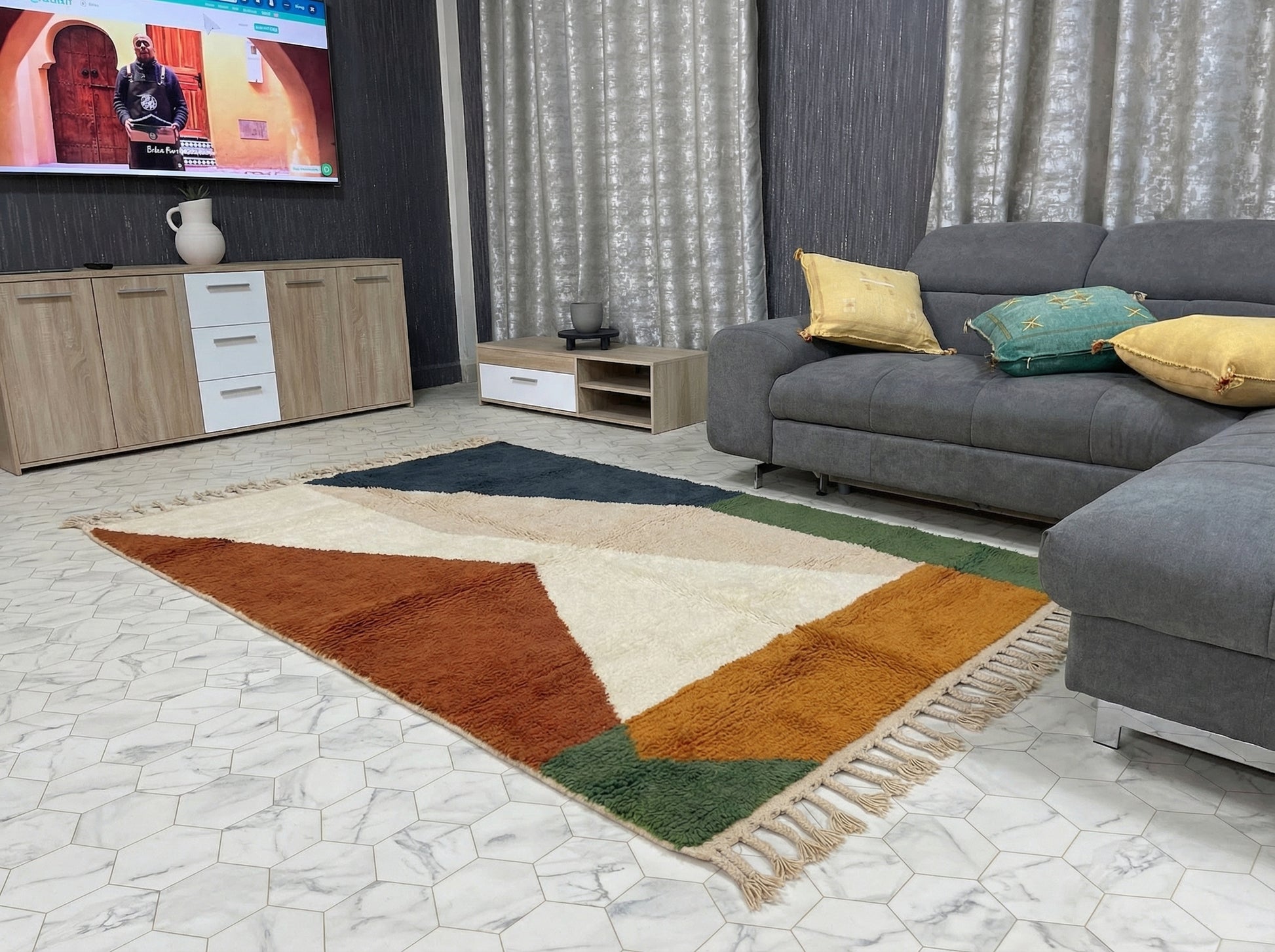 Custom Beni Ourain Rug - Made to Order Moroccan Wool Rug in Rust & Earth Tones