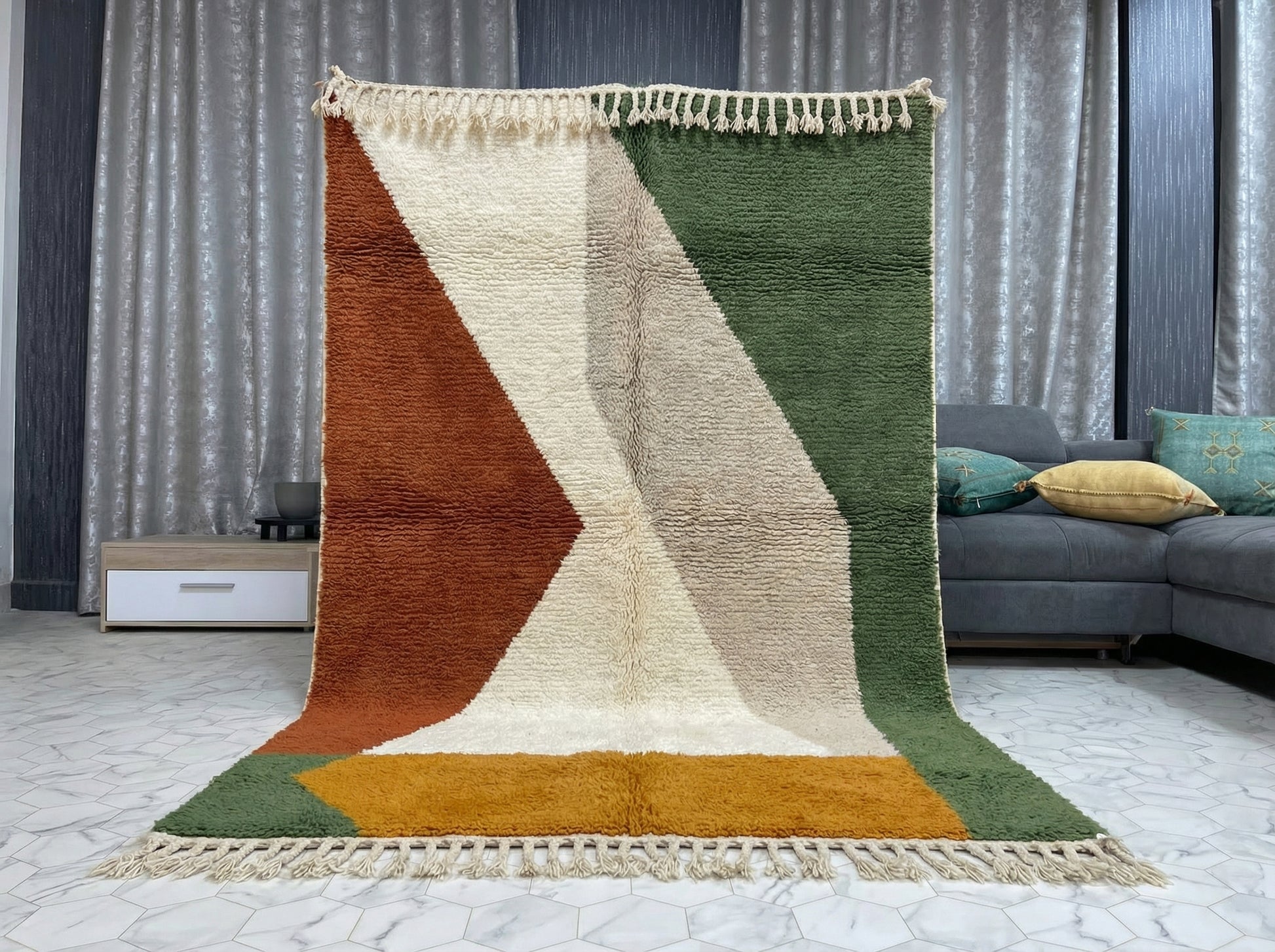Custom Beni Ourain Rug - Made to Order Moroccan Wool Rug in Rust & Earth Tones