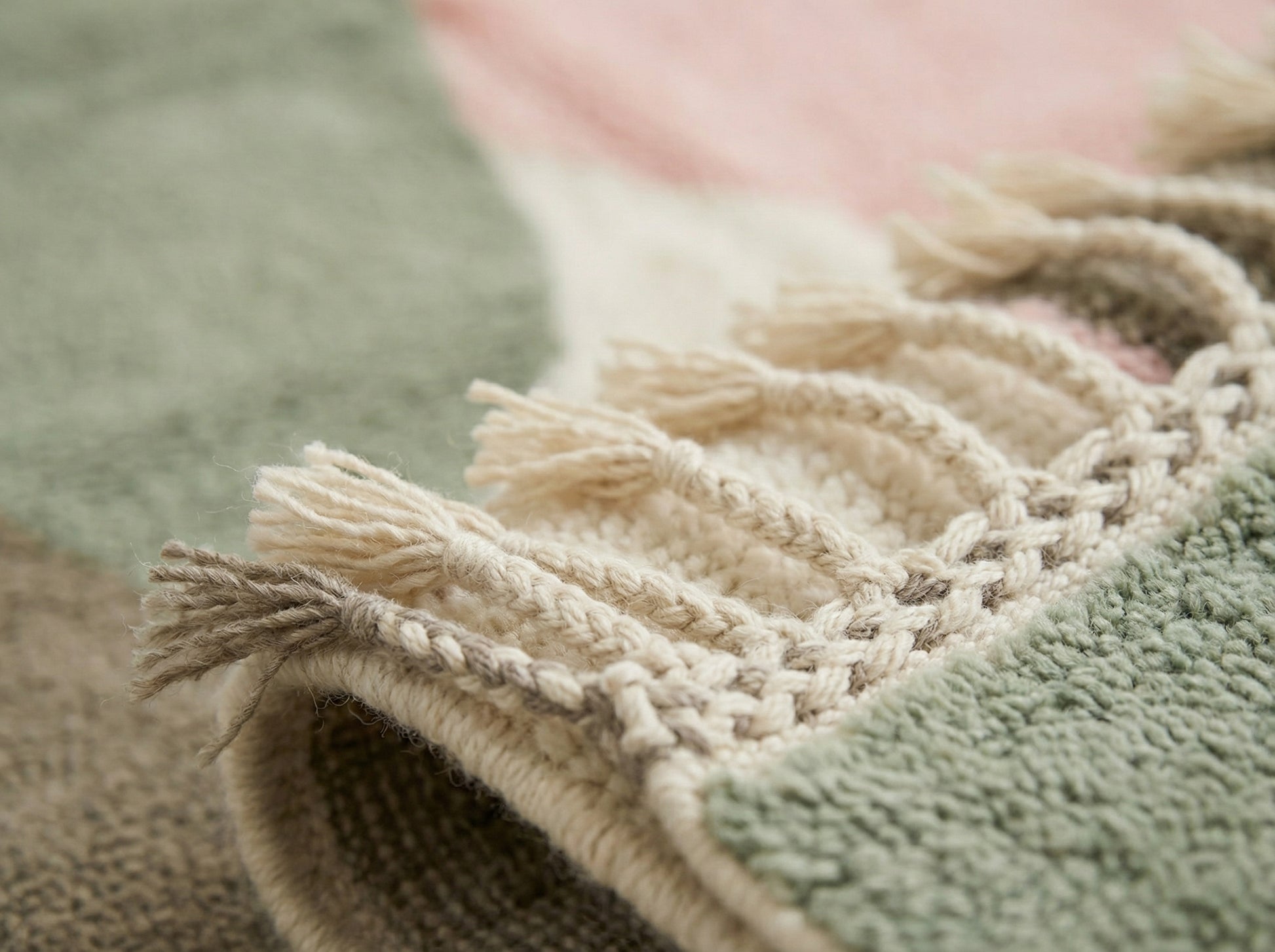 Custom Beni Ourain Rug - Made to Order Moroccan Wool in Sage, Pink & Taupe