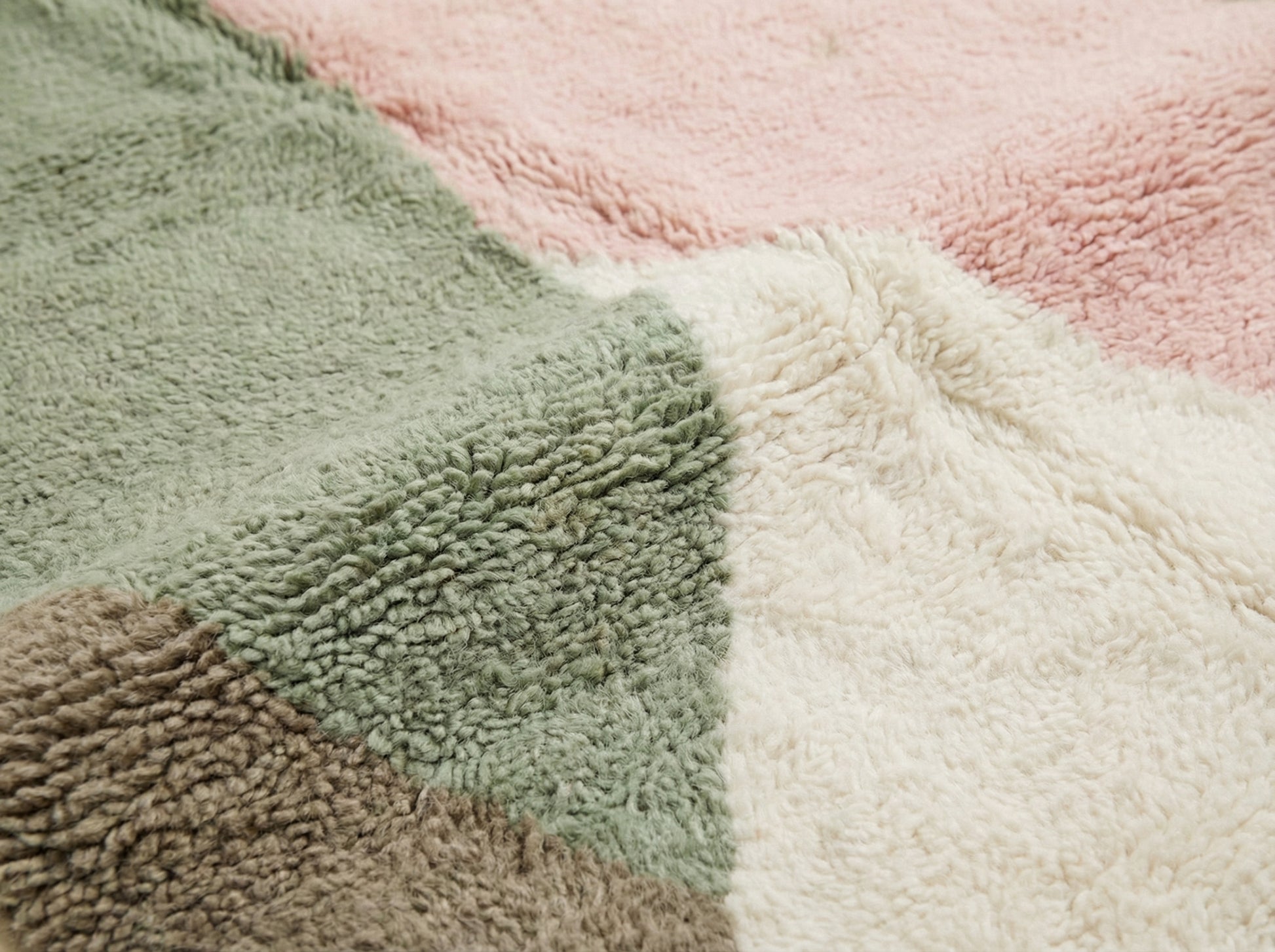 Custom Beni Ourain Rug - Made to Order Moroccan Wool in Sage, Pink & Taupe