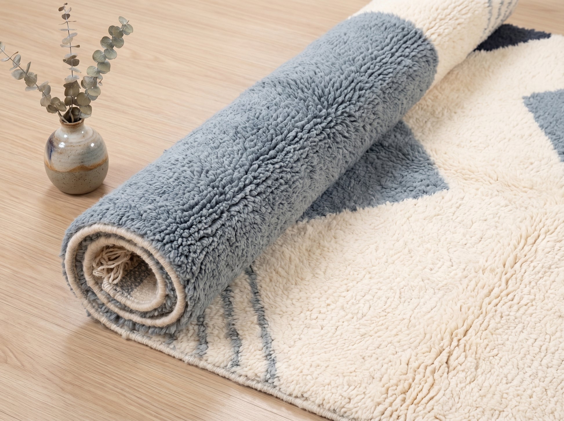 Custom Beni Ourain Rug in Dusty Blue Grey - Made to Order Moroccan Wool