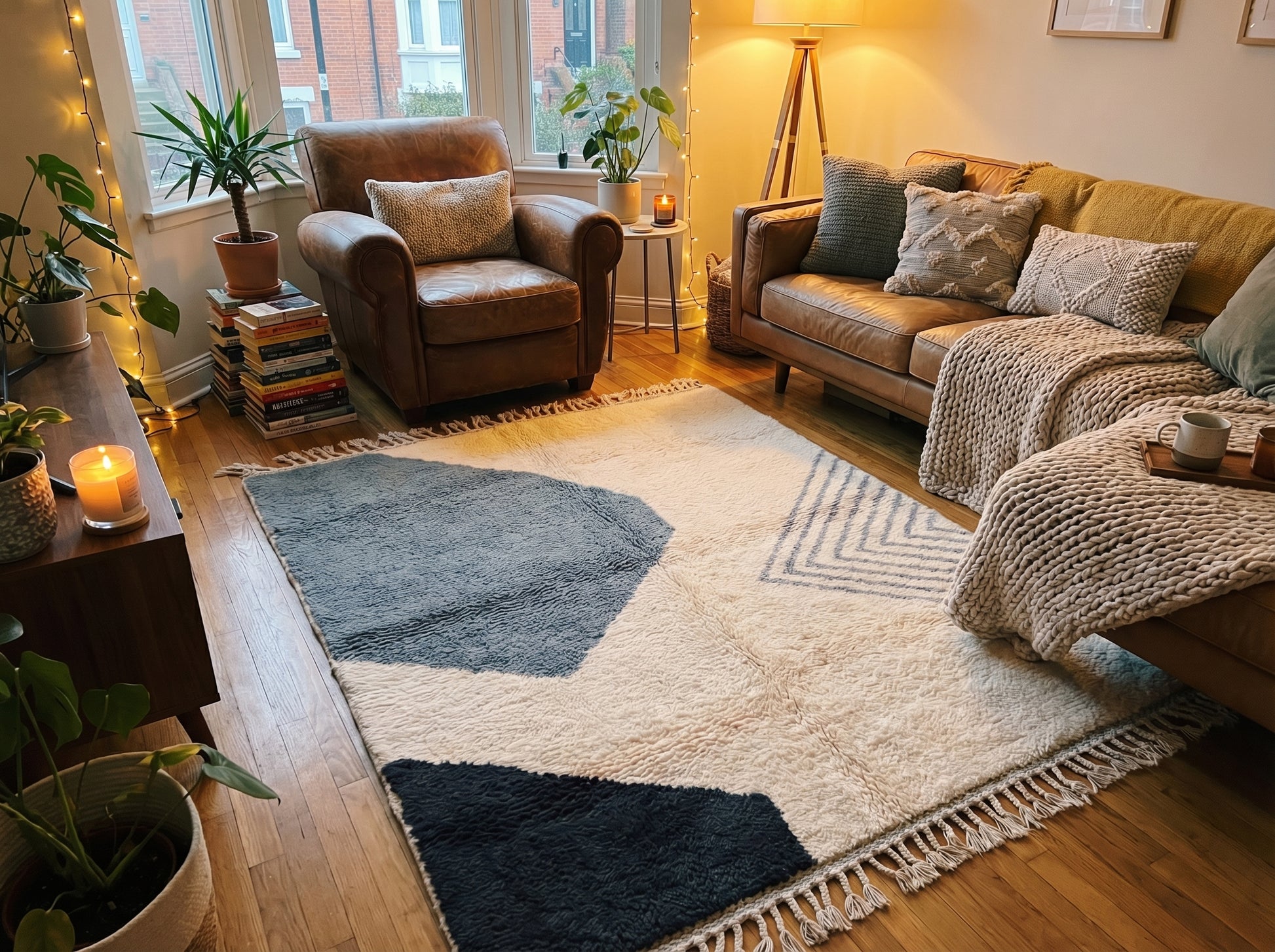 Custom Beni Ourain Rug in Dusty Blue Grey - Made to Order Moroccan Wool