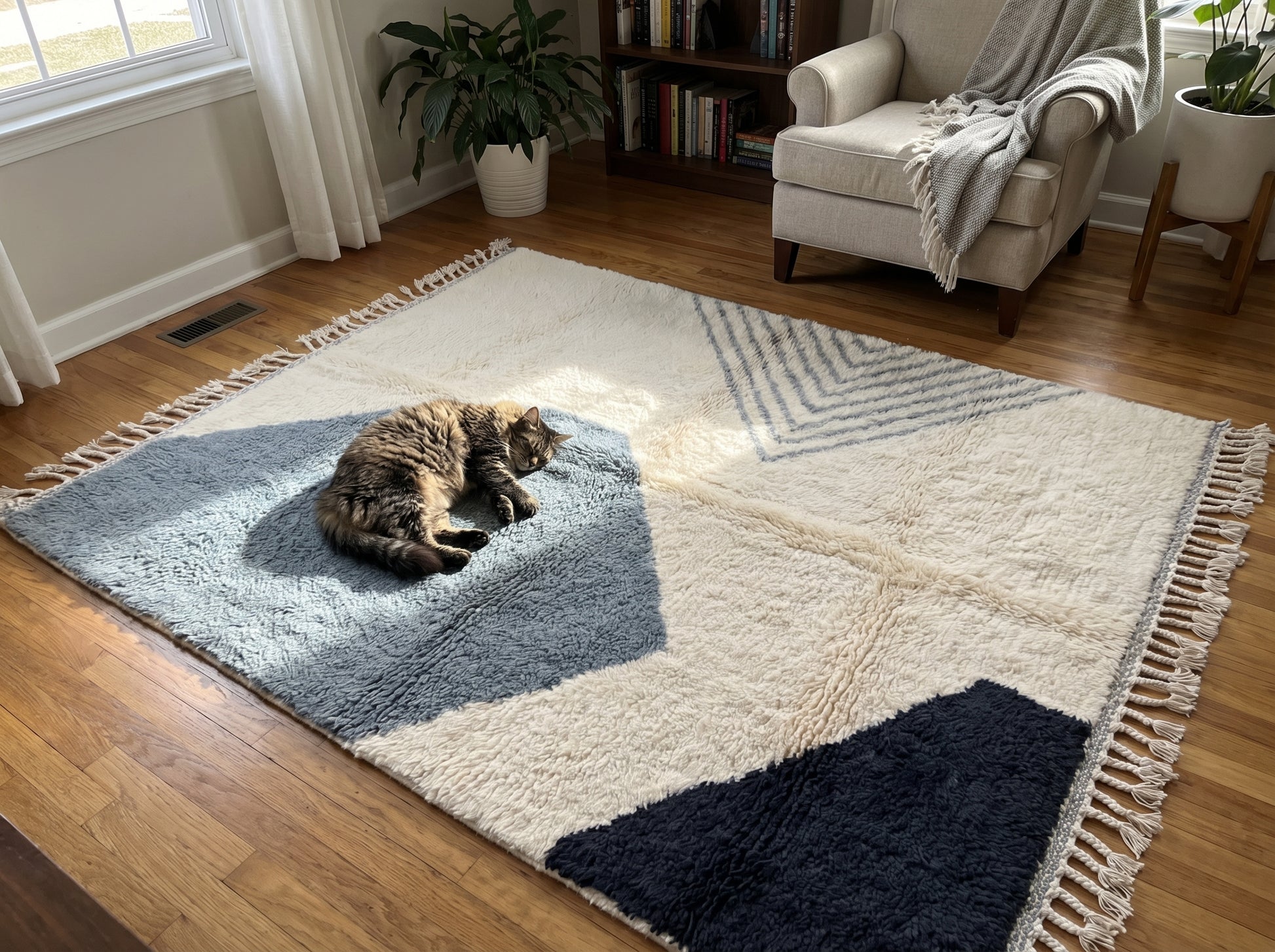 Custom Beni Ourain Rug in Dusty Blue Grey - Made to Order Moroccan Wool