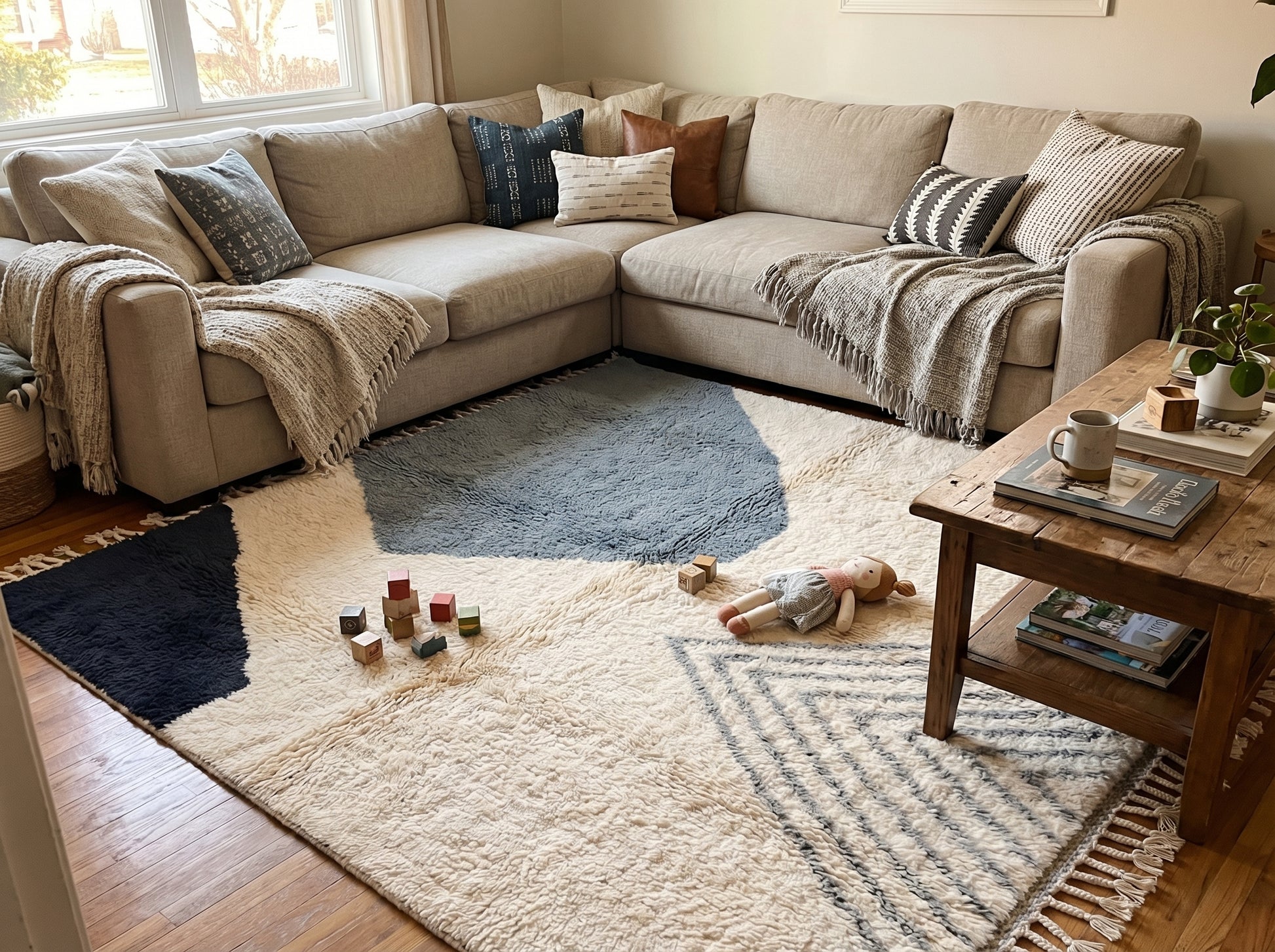 Custom Beni Ourain Rug in Dusty Blue Grey - Made to Order Moroccan Wool