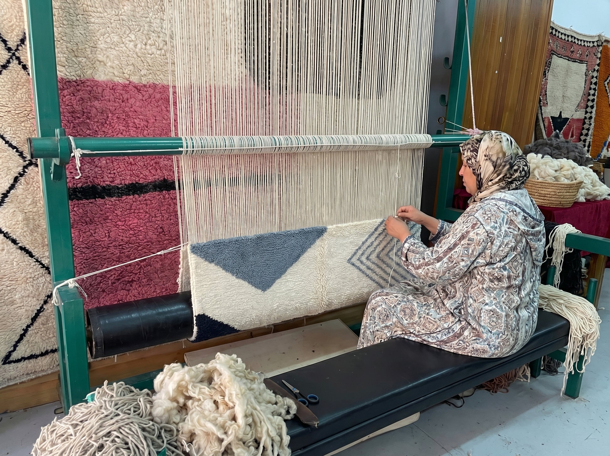 Custom Beni Ourain Rug in Dusty Blue Grey - Made to Order Moroccan Wool