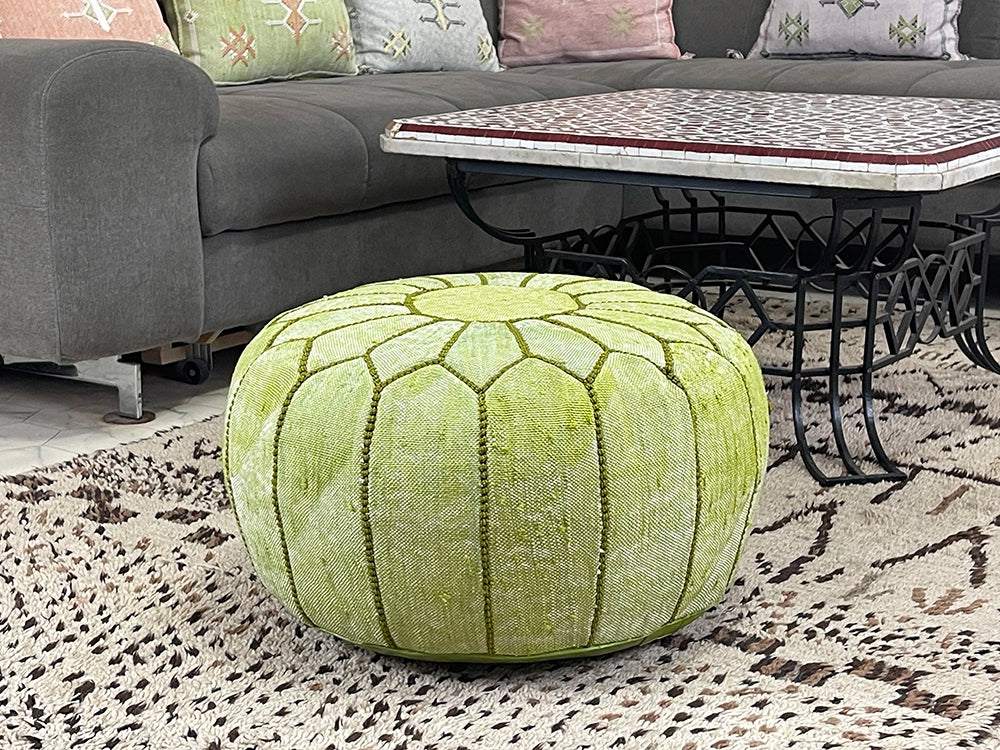 Green Serenity - Natural Cactus Silk Pouf