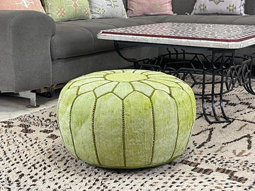 Green Serenity - Natural Cactus Silk Pouf