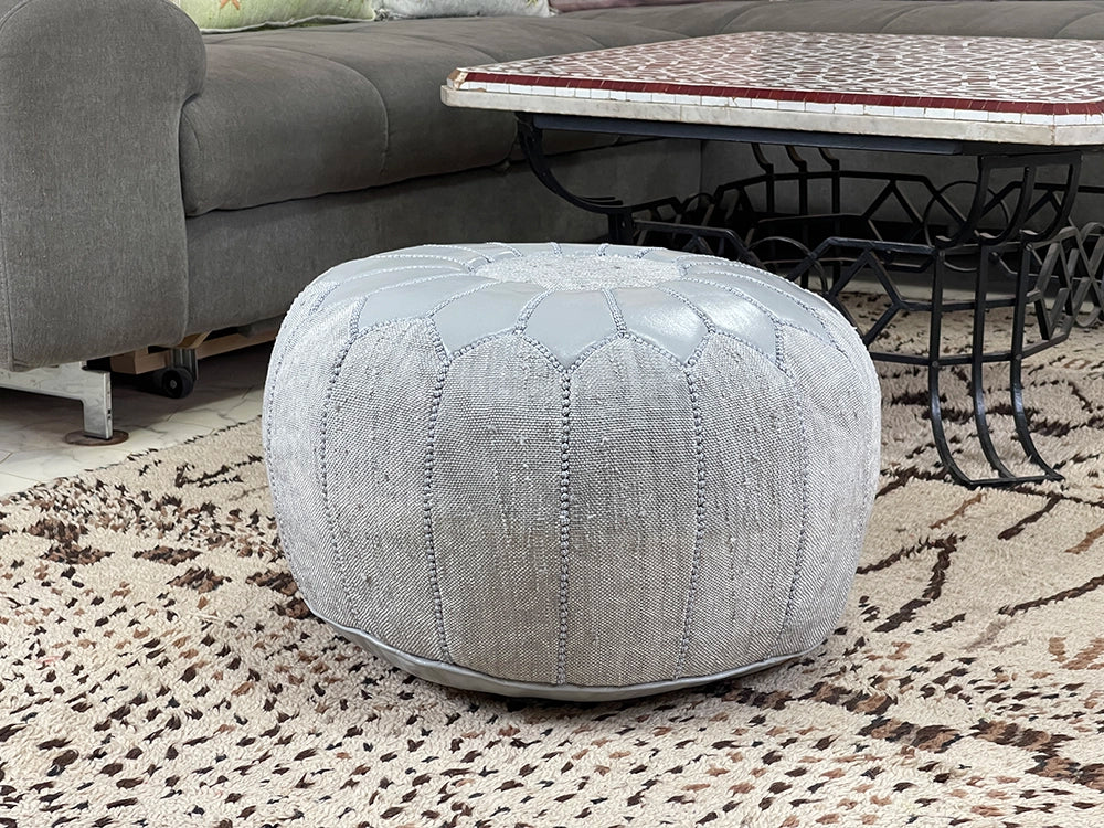 Moonlit Mirage - Natural Cactus Silk Pouf