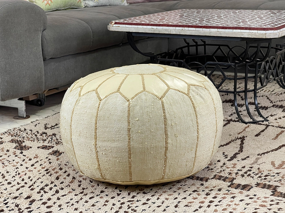 Sands of Elegance - Natural Cactus Silk Pouf