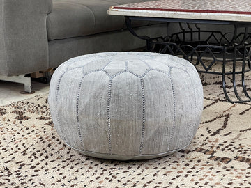 Silver Mist - Natural Cactus Silk Pouf