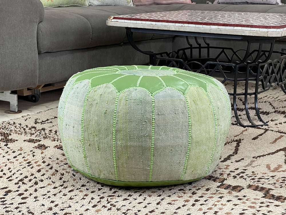 Verdant Haven - Natural Cactus Silk Pouf