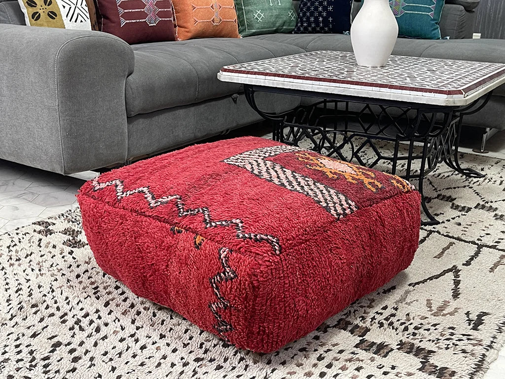 Cherry Sparkle - Kilim Pouf