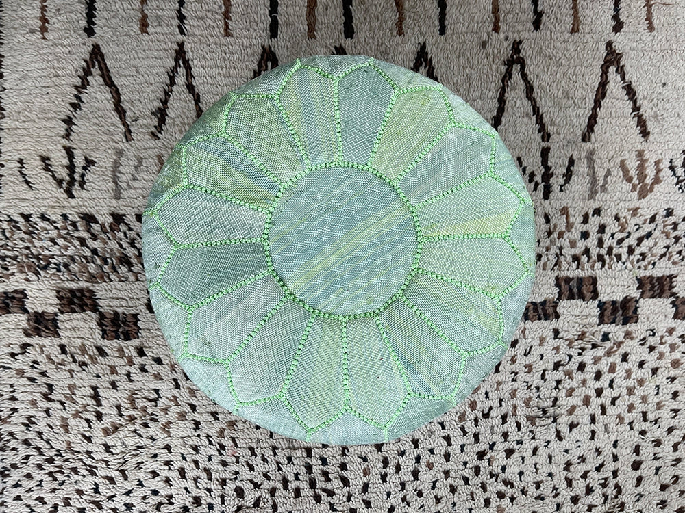 Minty Oasis - Natural Cactus Silk Pouf