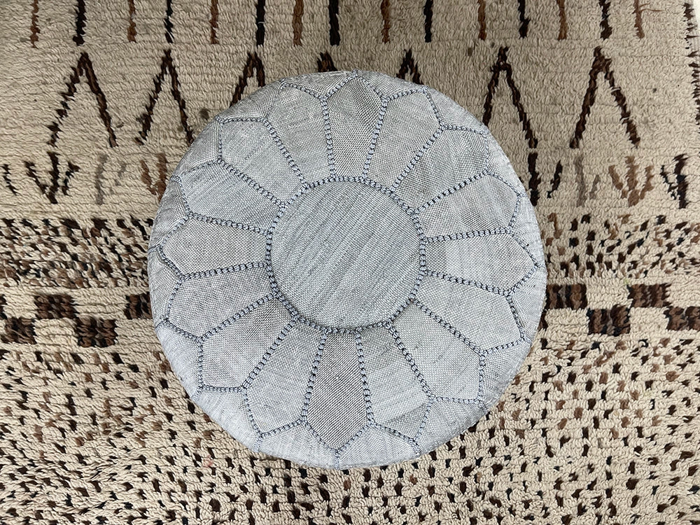 Silver Mist - Natural Cactus Silk Pouf