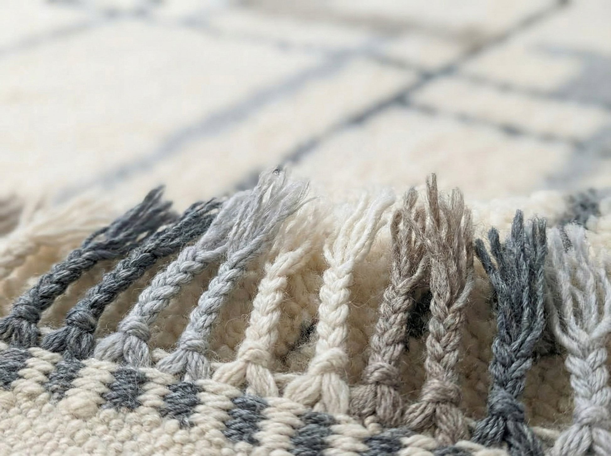 Custom Beni Ourain Moroccan Wool Rug - Grey & White Geometric - Made to Order