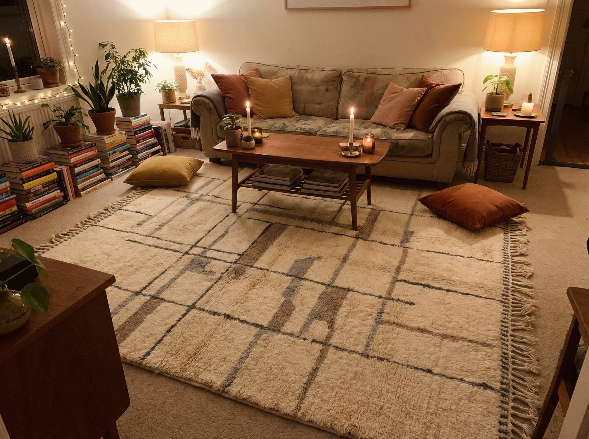 Custom Beni Ourain Moroccan Wool Rug - Grey & White Geometric - Made to Order