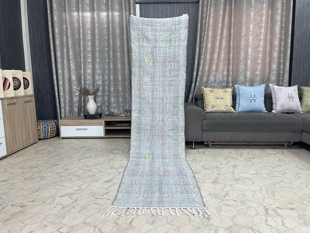 Misty Horizon - 2x9ft  Natural Cactus Silk Rug