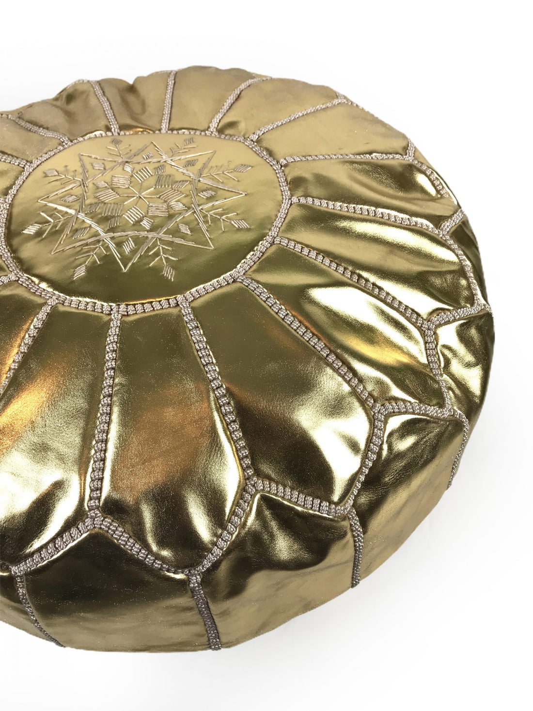 Gold Moroccan leather pouf