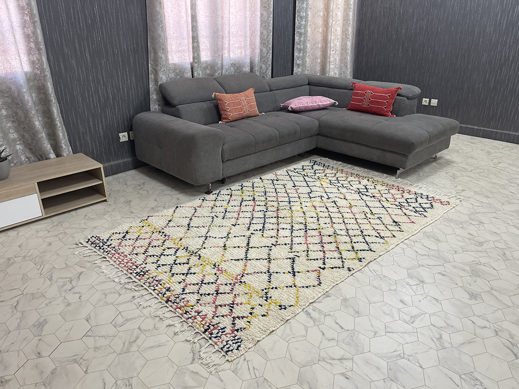Sunburst Mosaic Rug - 5x8ft- Beni Ourain