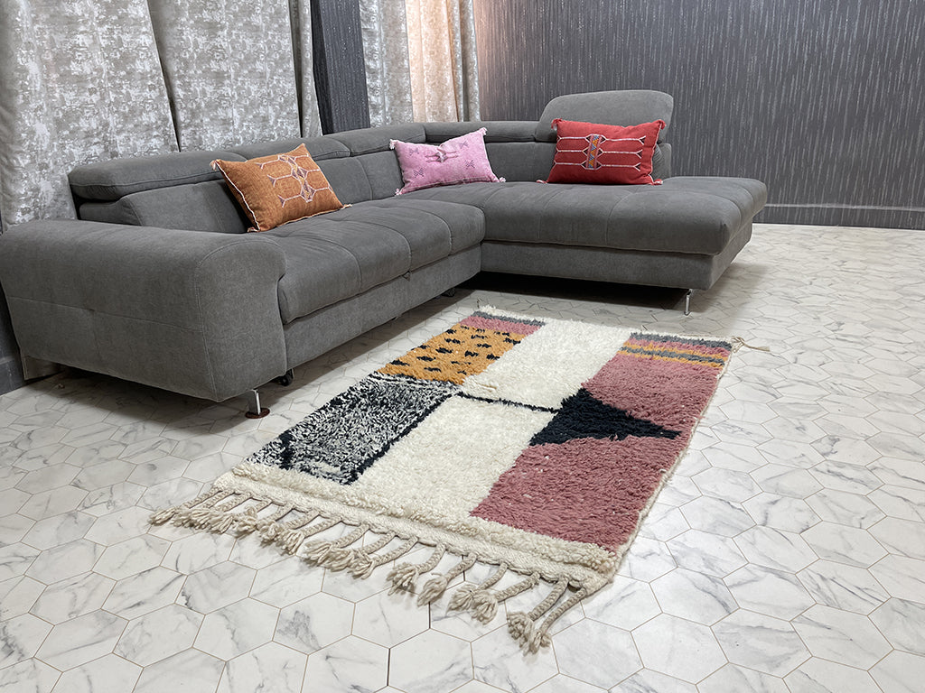 Whimsical Connections II Rug - 3x5ft- Beni Ourain Rug