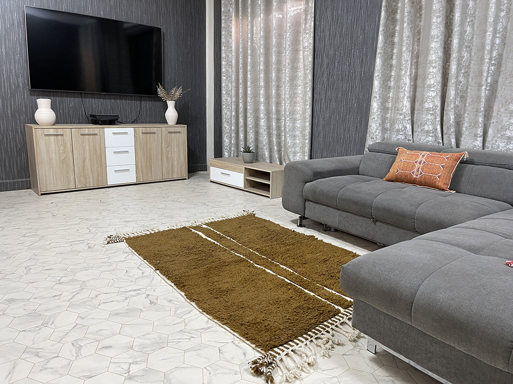 Cocoa Lines Rug - 4x6ft- Beni Ourain Rug