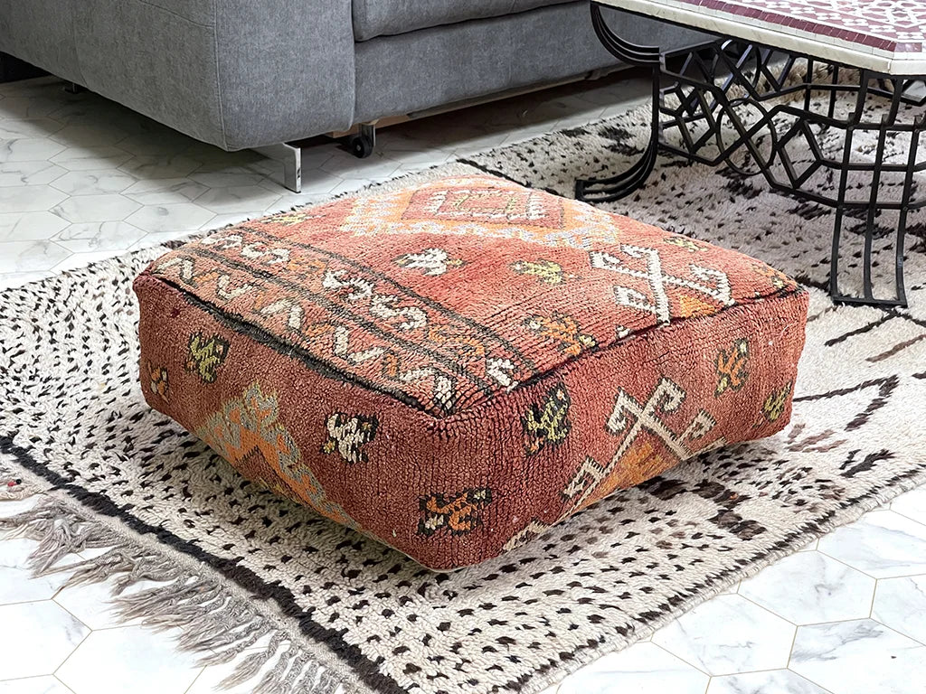 Blood Orange - Kilim Pouf