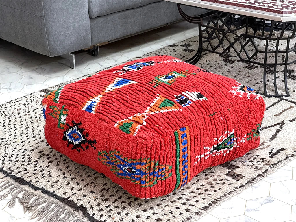 Ruby Gleam - Kilim Pouf