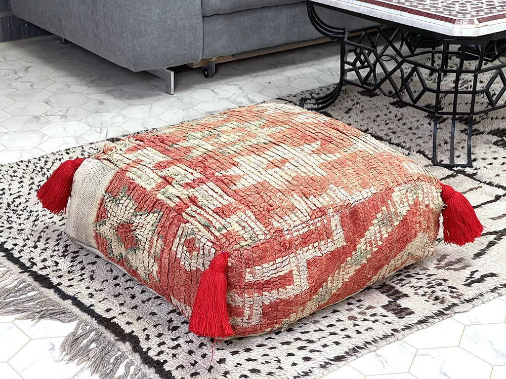 Salma's Orchid Kilim Pouf