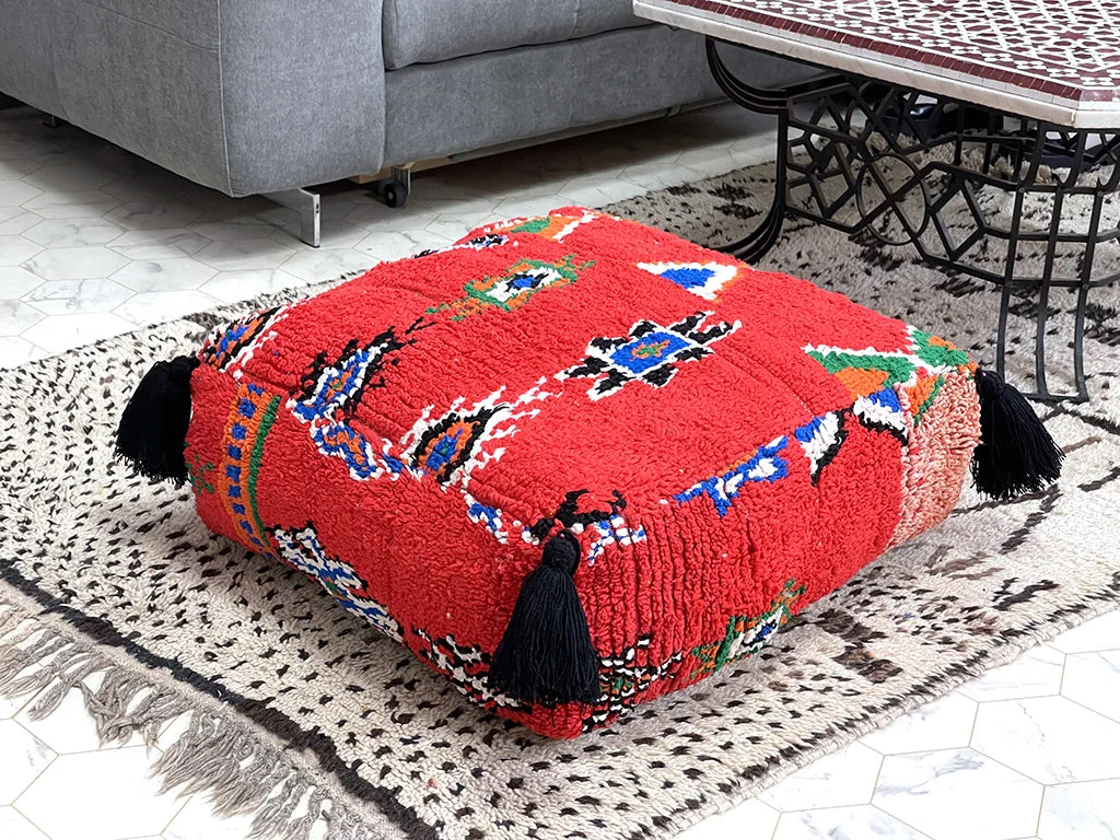 Ruby Gleam - Kilim Pouf