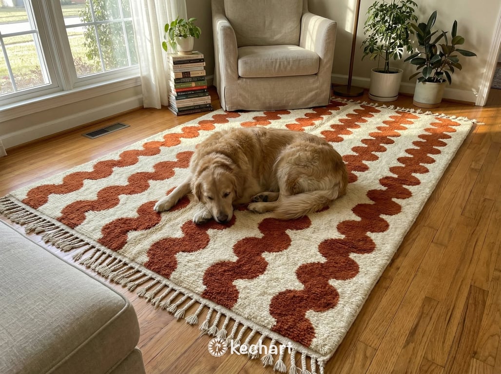 Custom Beni Ourain Rug - Made to Order Moroccan Wool in Cream & Rust