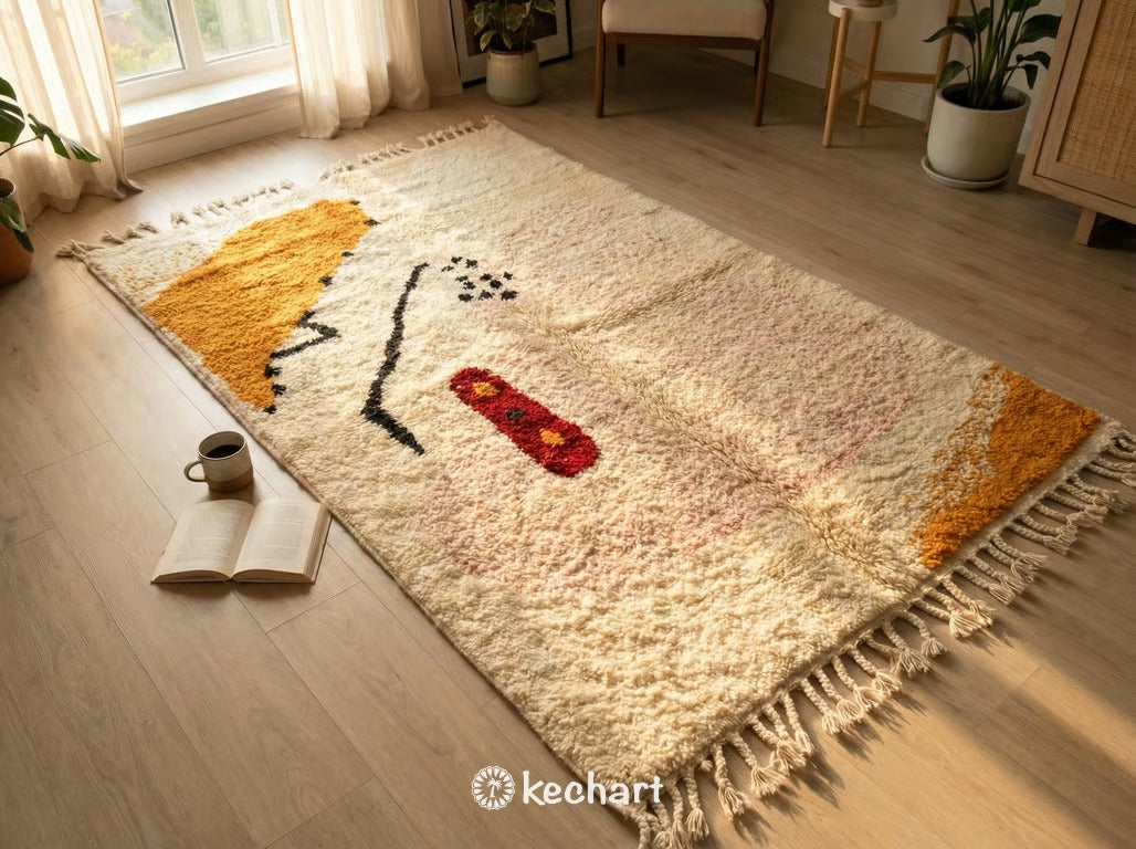 Custom Beni Ourain Area Rug - Vibrant Geometric Wool, Handwoven in Morocco