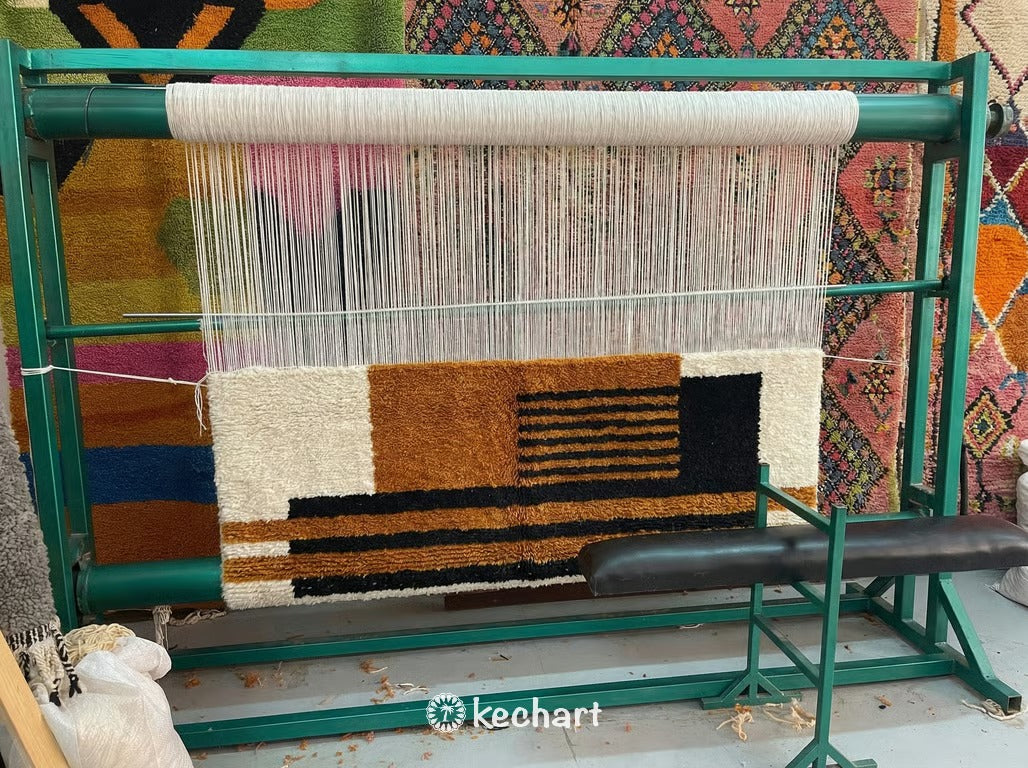 Custom Beni Ourain Rug - Made to Order Moroccan Wool, Geometric Earth Tones