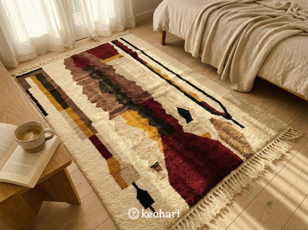 Custom Beni Ourain Rug - Made to Order Plush Wool Rug in Oxblood & Earth Tones