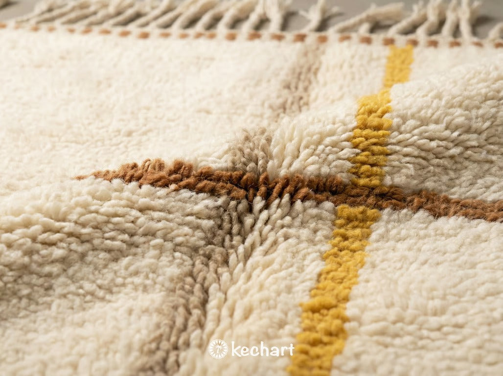 Custom Made Beni Ourain Rug - Sierra, Saffron & Beige Geometric Wool