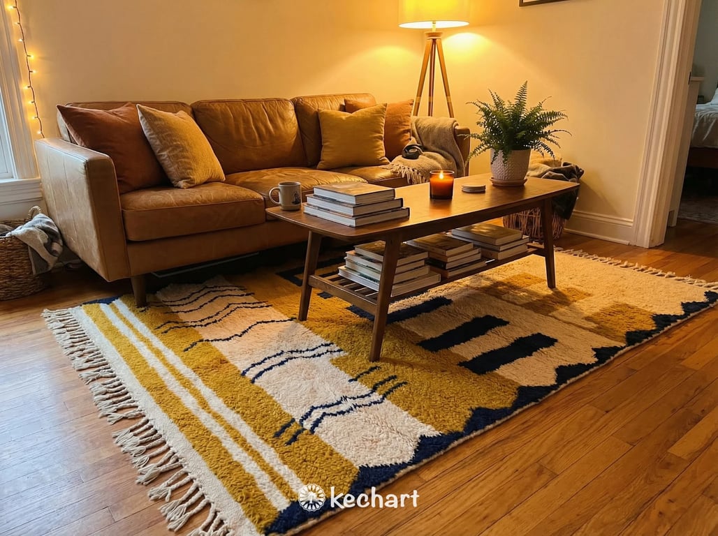 Custom Made-to-Order Beni Ourain Rug – Plush Moroccan Wool, Rust & Navy Diamonds