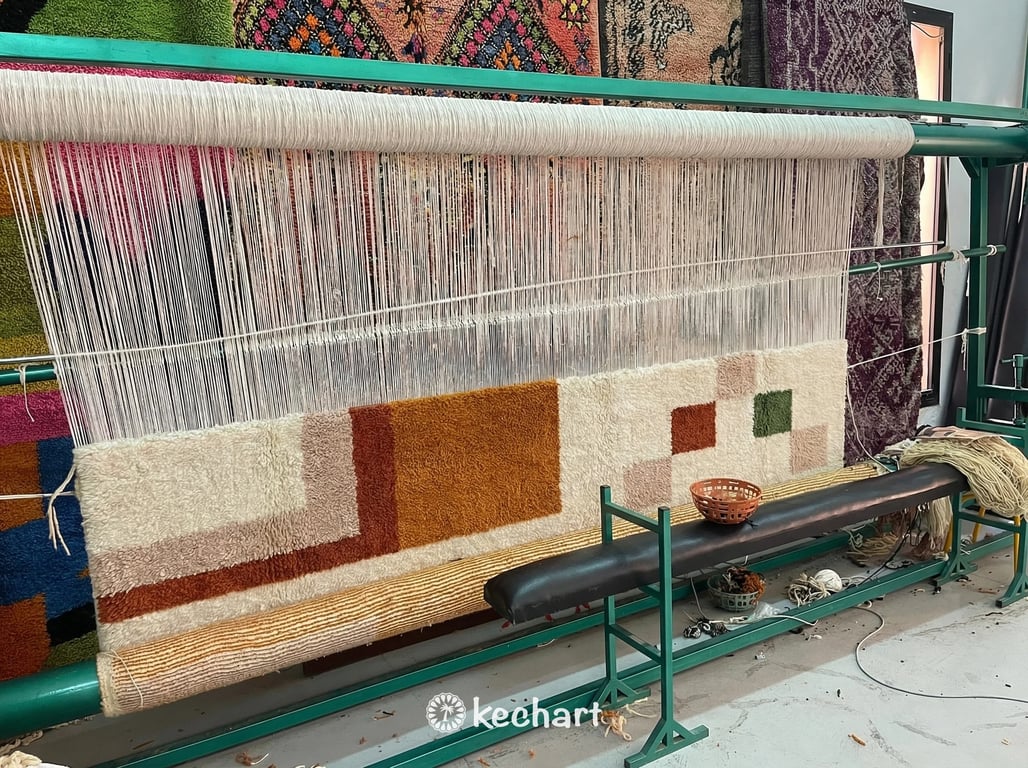 Custom Size Moroccan Beni Ourain Rug - Plush Wool Geometric in Earth Tones