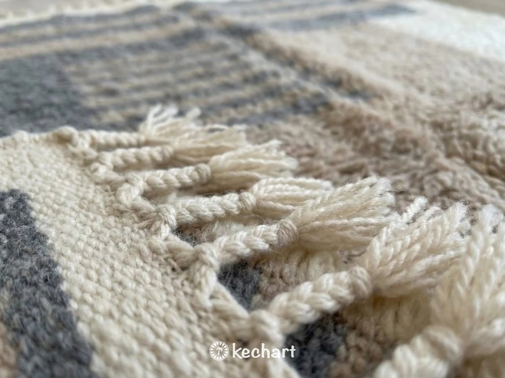Custom Beni Ourain Rug - Handwoven Moroccan Wool, Grey & Taupe Geometric Diamonds