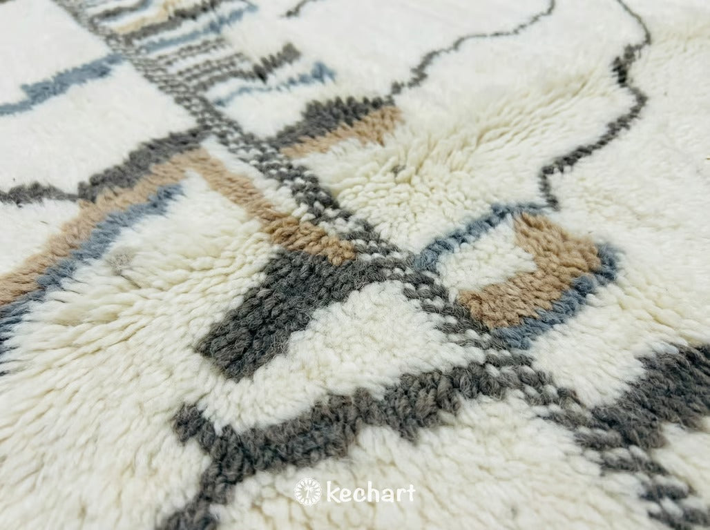 Custom Beni Ourain Rug - Made to Order Moroccan Wool in White & Grey