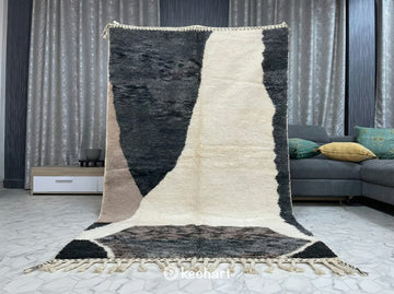 Custom Beni Ourain Rug - Handwoven Moroccan Wool with Grey & Taupe Diamonds