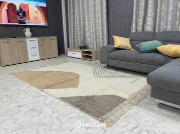 Custom Beni Ourain Rug - Made to Order Moroccan Wool Rug in Cream & Grey