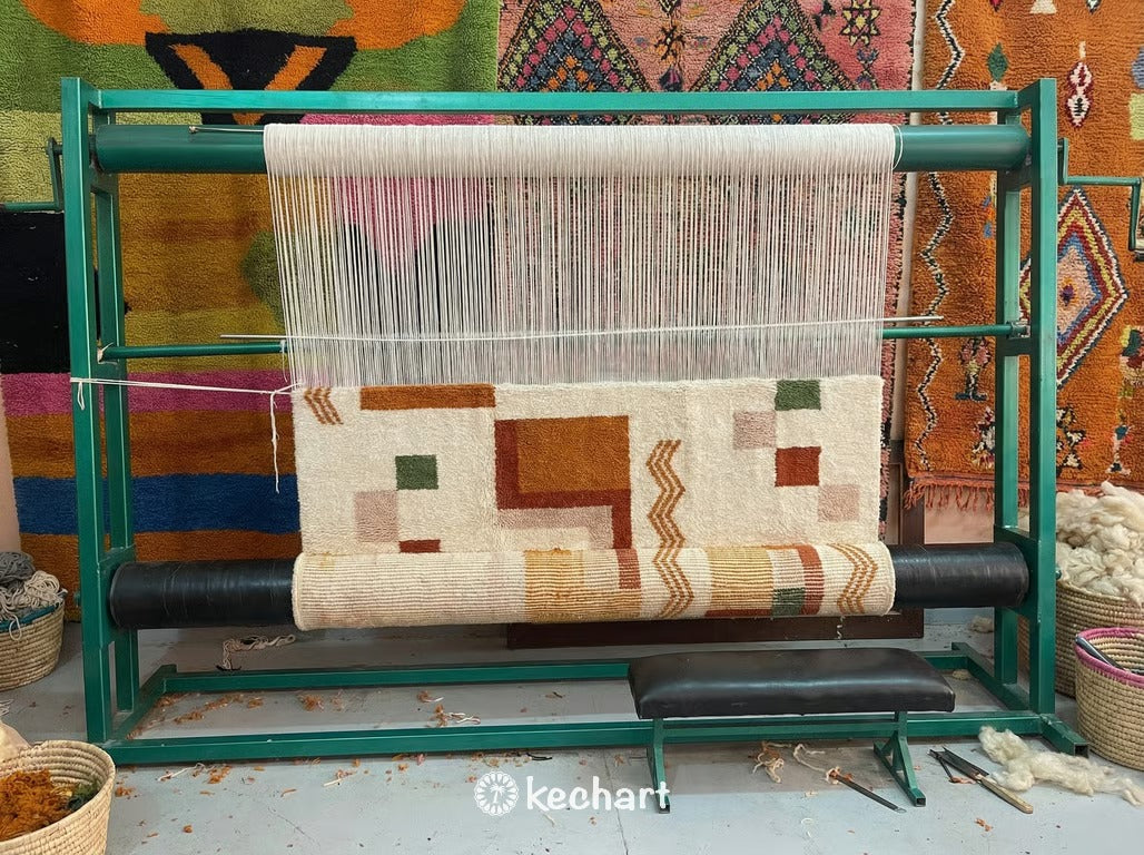 Custom Size Moroccan Beni Ourain Rug - Plush Wool Geometric in Earth Tones