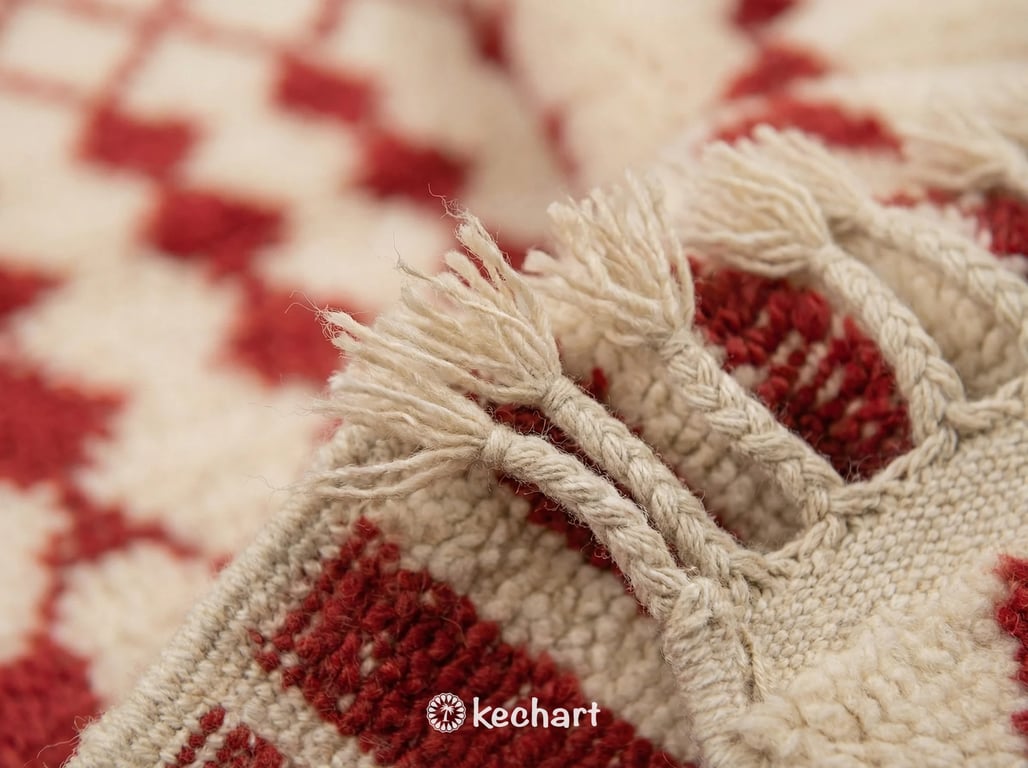 Custom Beni Ourain Rug in 'Red Alert' - Made to Order Moroccan Wool Area Rug with Geometric Diamonds