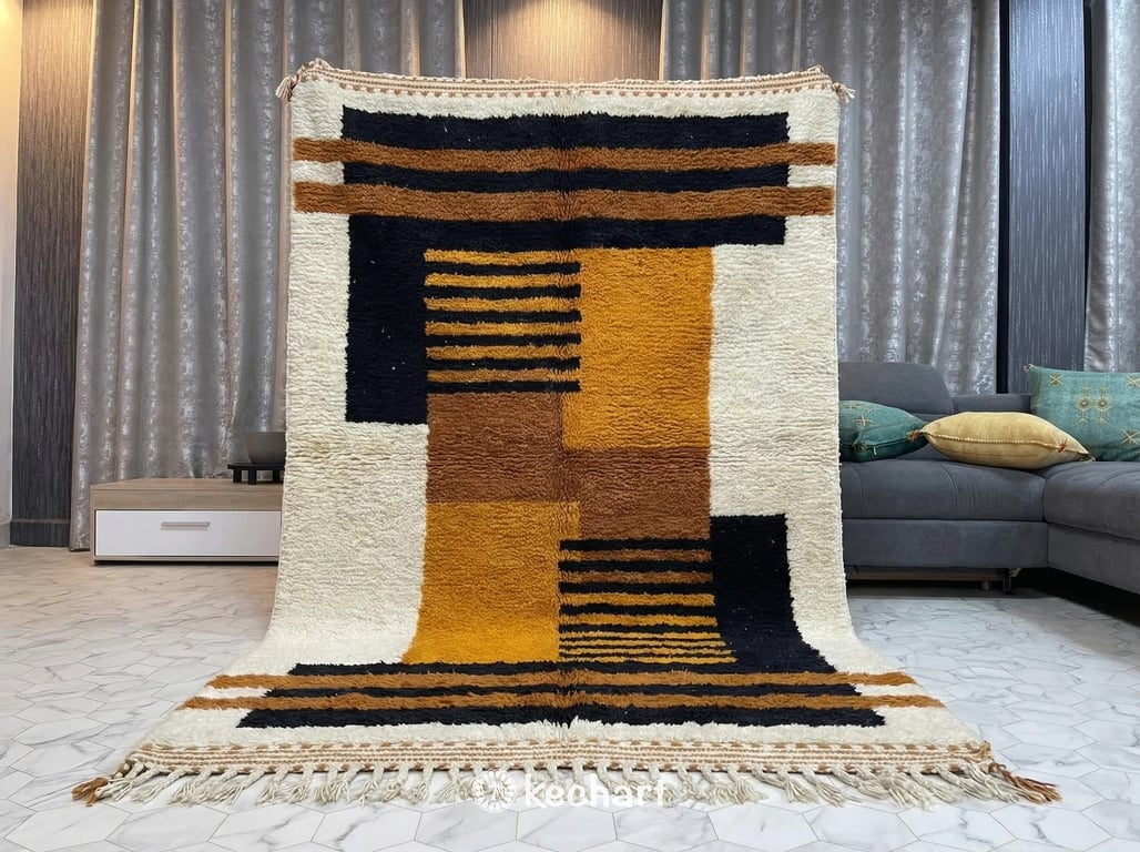 Custom Beni Ourain Rug - Made to Order Moroccan Wool, Geometric Earth Tones